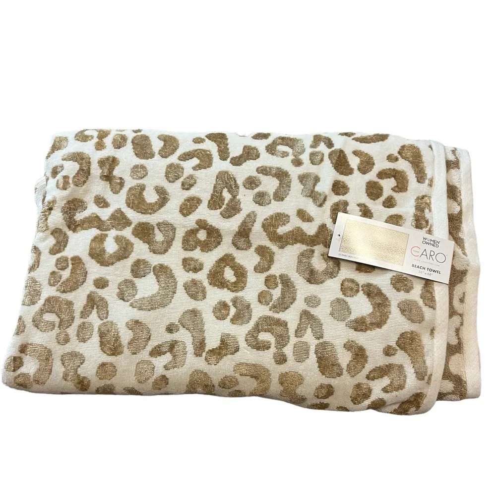 🆕 Leopard Beach Towel Ivory Gold